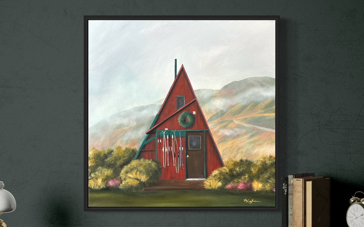 Cabin in the Mist Alaska Oil Painting CANVAS PRINT