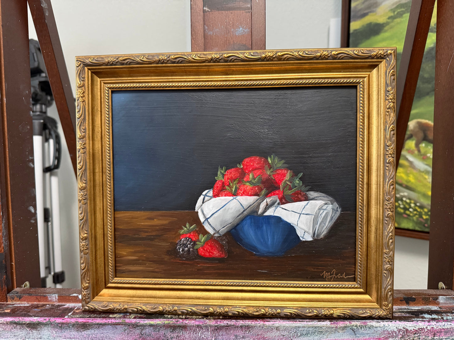 Bowl of Strawberries Original Oil Painting