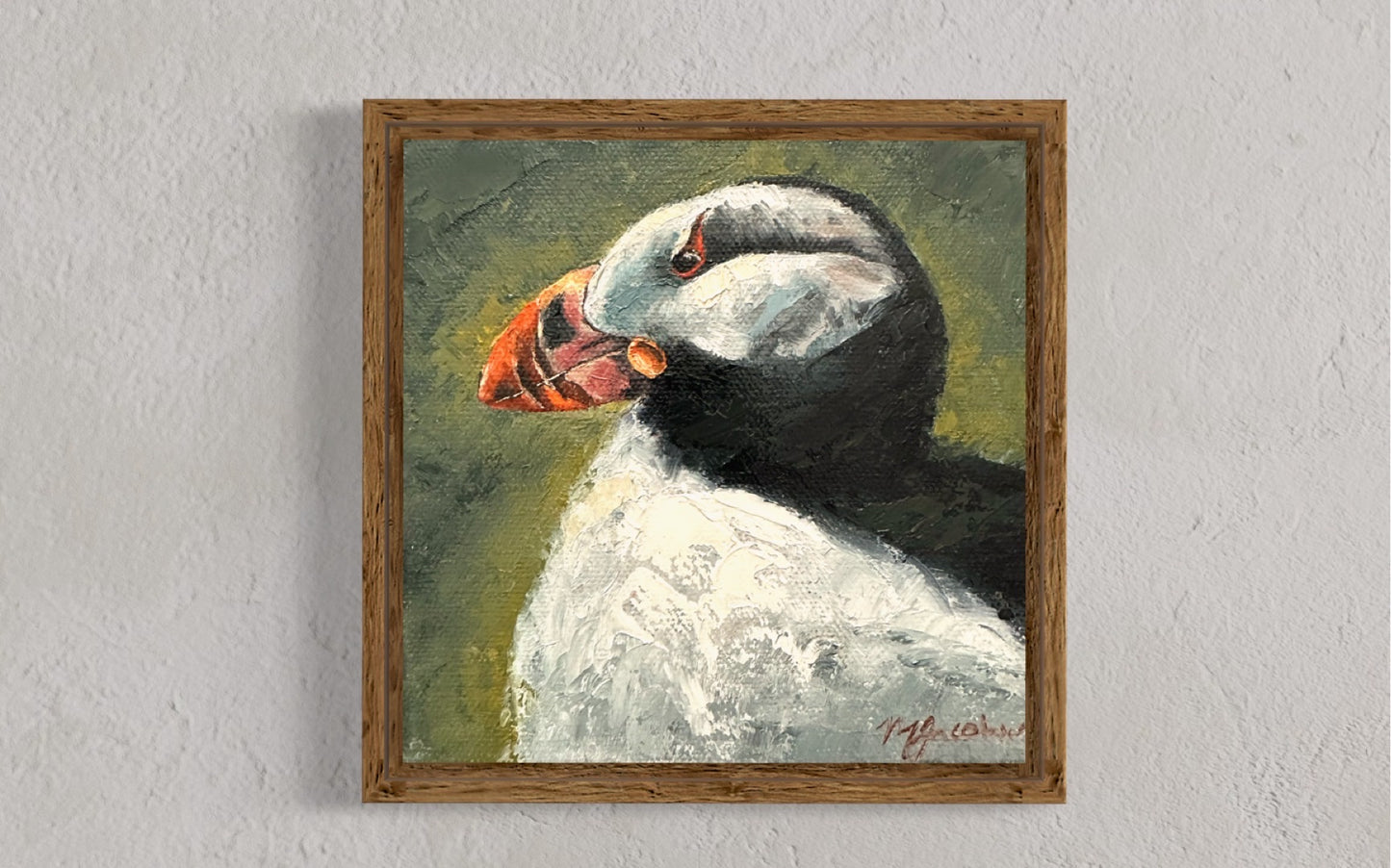 Puffin Alaska Oil Painting CANVAS PRINT