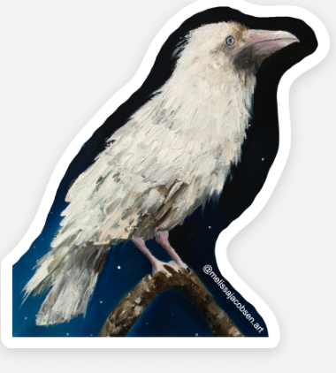 White Raven Vinyl Sticker