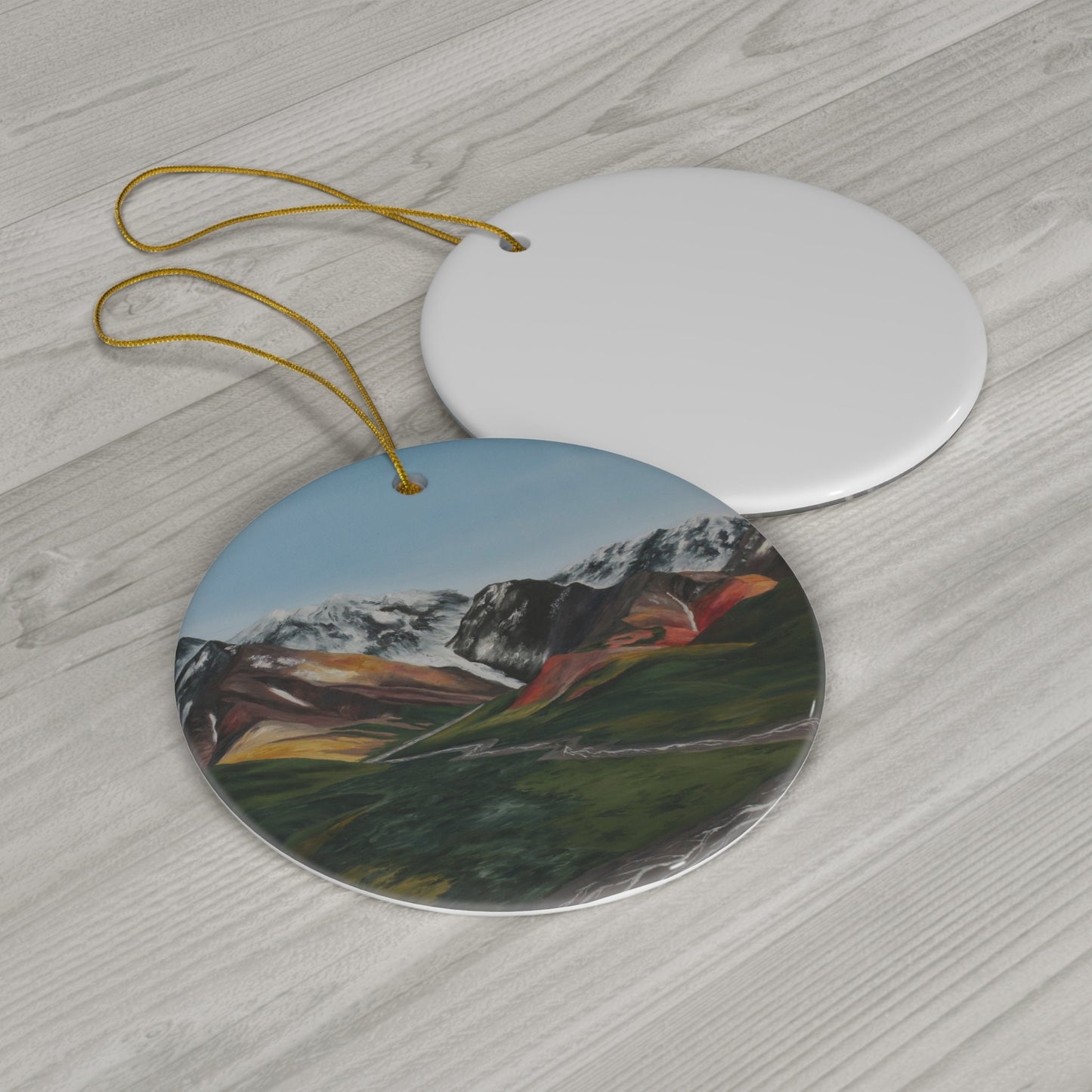 Mountain Landscape Denali Alaska State Park Ceramic Christmas Ornament