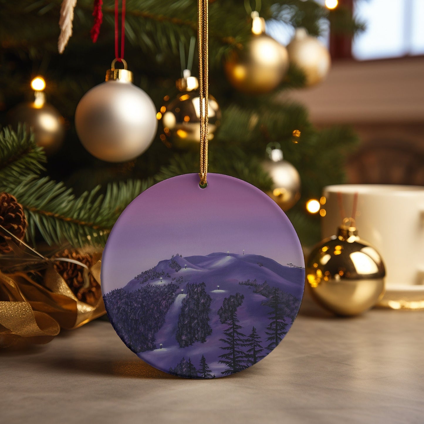 Ski Resort Alyeska Alaska Christmas Ceramic Ornament
