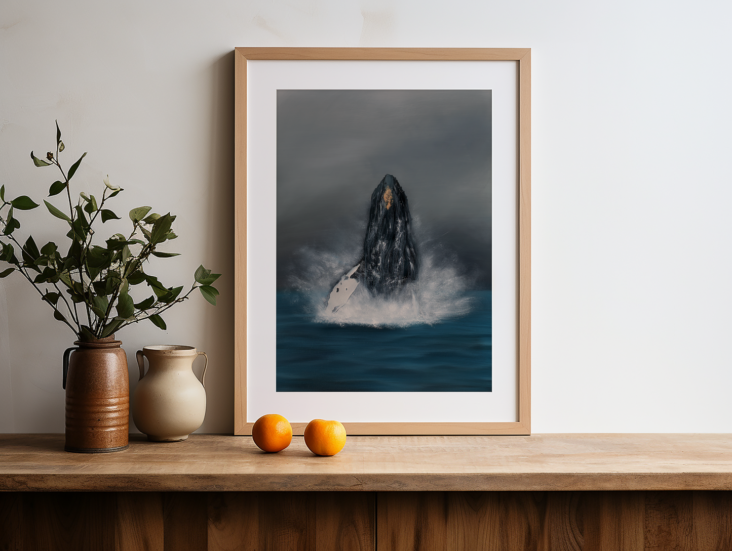 Breeching Whale Moody Fine Art Print