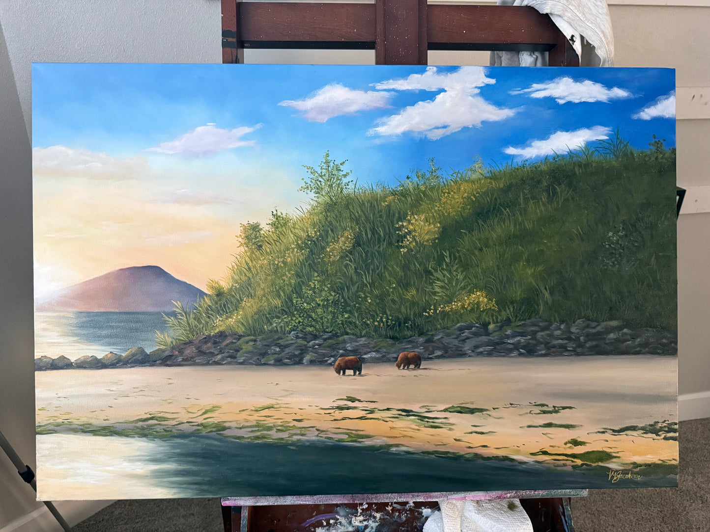 "Katmai Bears" Original Oil Painting