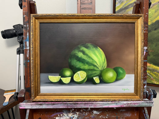Watermelon and Limes Original Oil Painting
