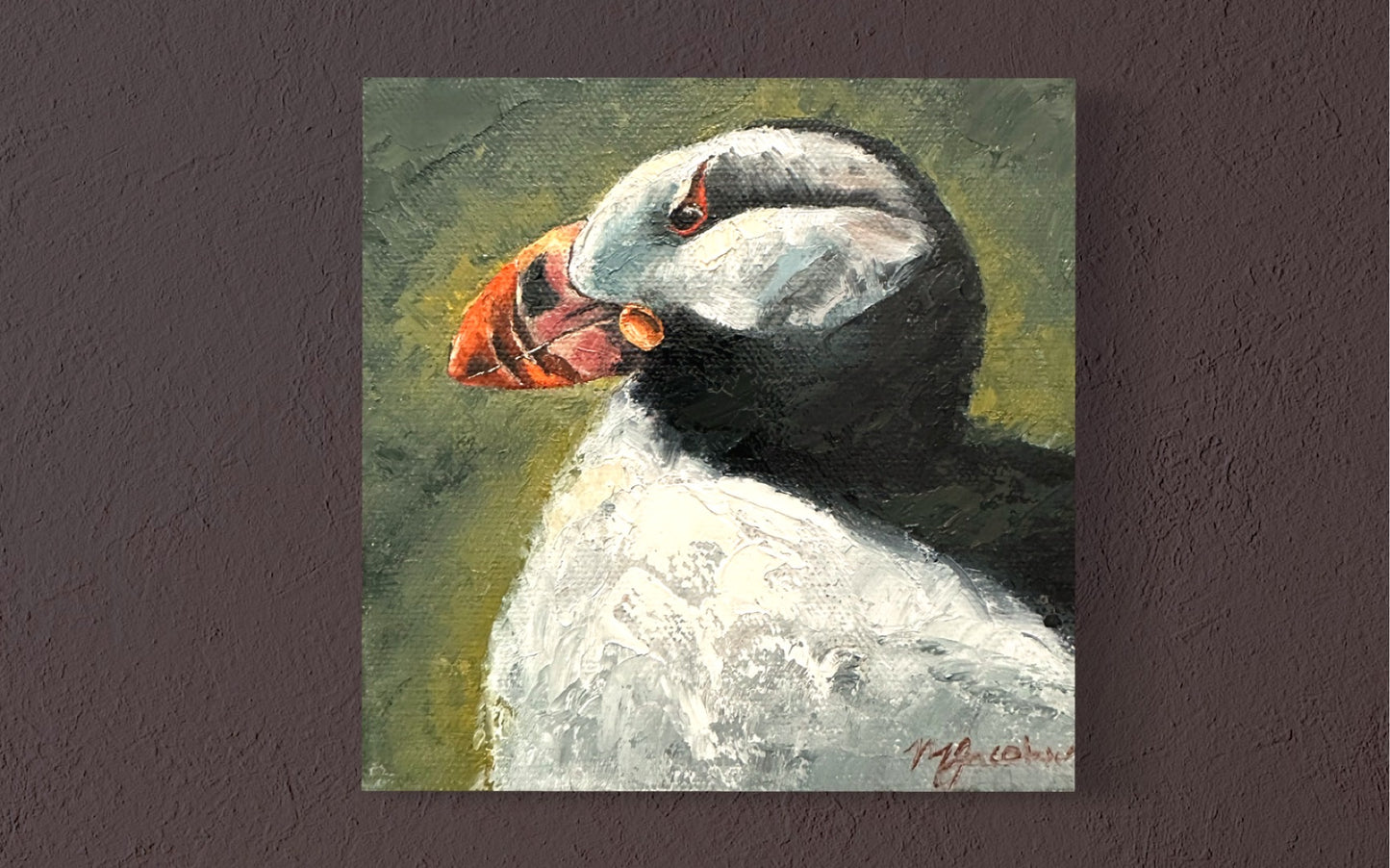 Puffin Alaska Oil Painting CANVAS PRINT