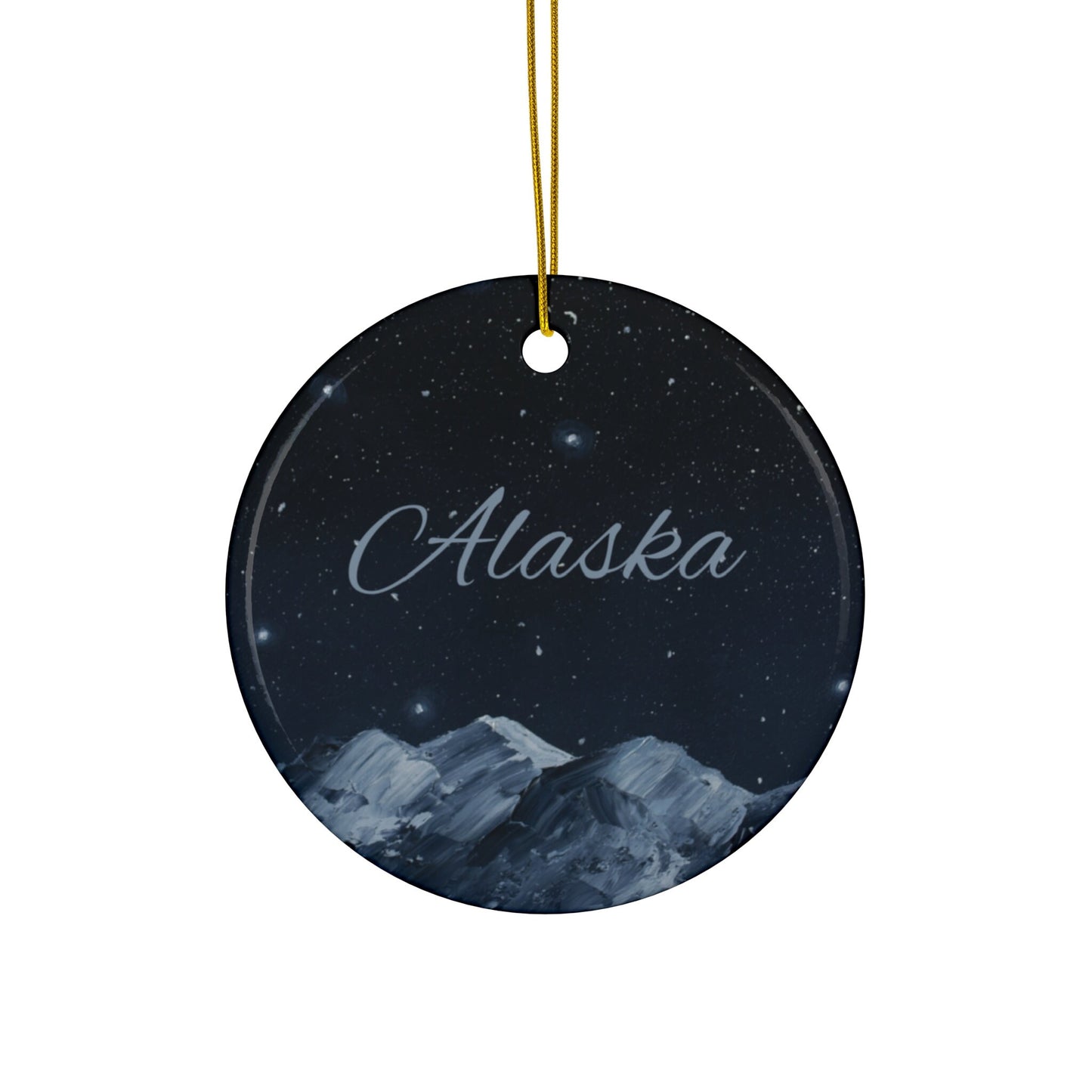 Starry Night Mountain Alaska Christmas Ornament
