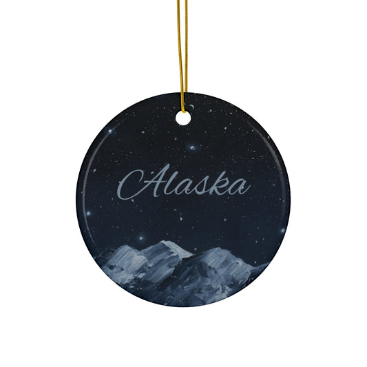 Starry Night Mountain Alaska Christmas Ornament