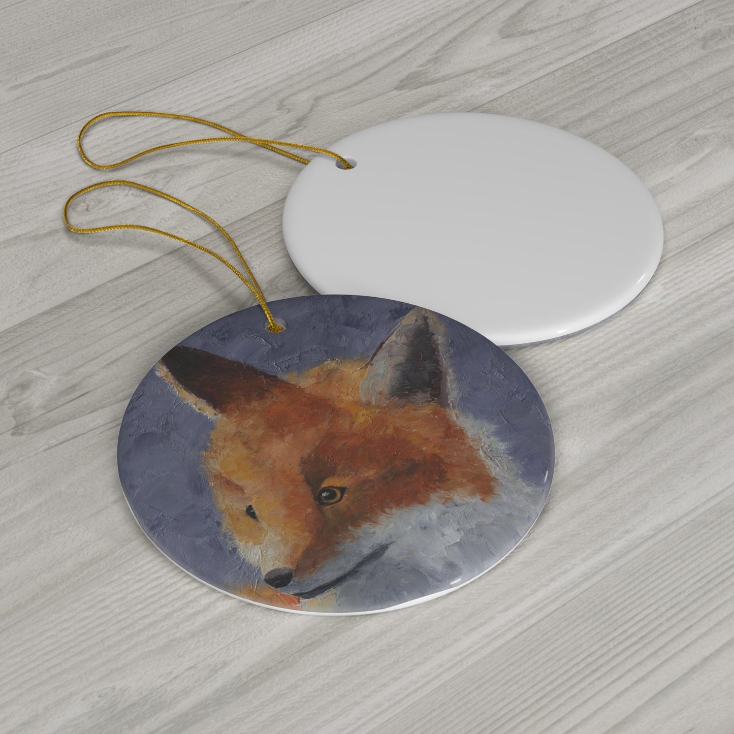 Fox Ceramic Christmas Ornament