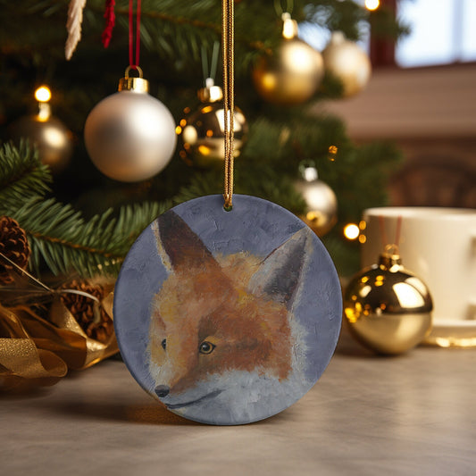 Fox Ceramic Christmas Ornament