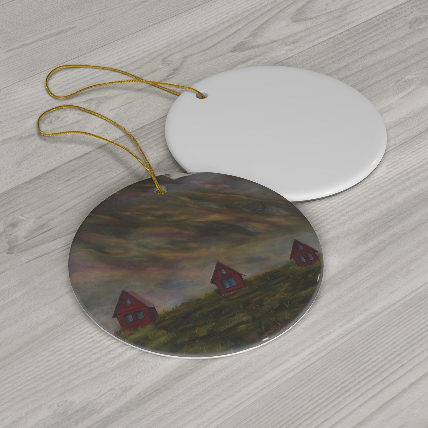 Hatchers Pass Cabin Alaskan Ceramic Christmas Ornament